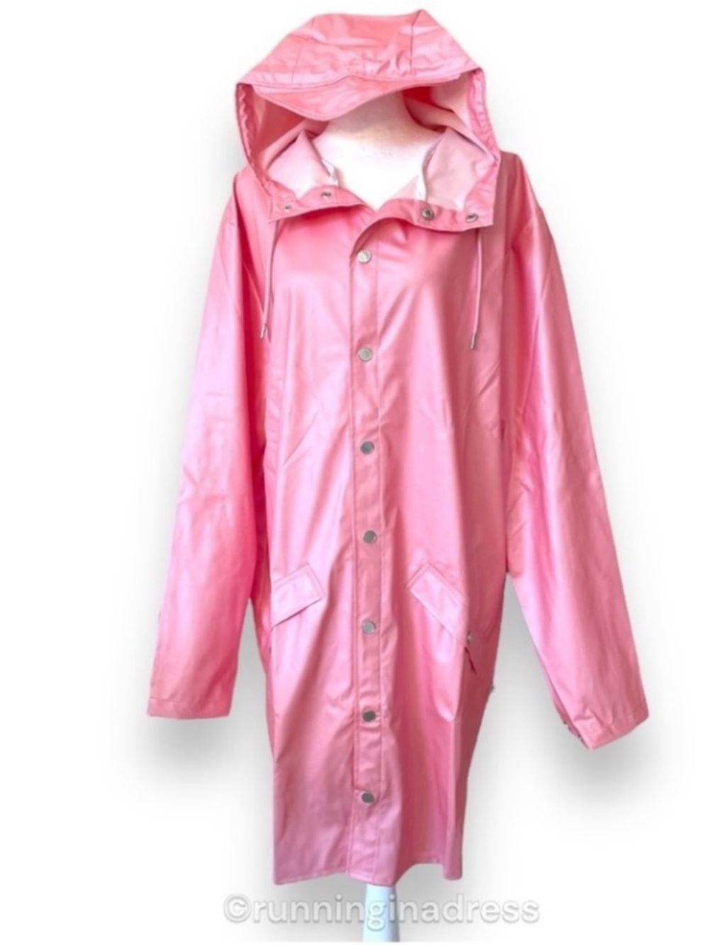 NWT RAINS Pink Sky Long Jacket Waterproof Unisex Rain Coat Medium M - Picture 2 of 16